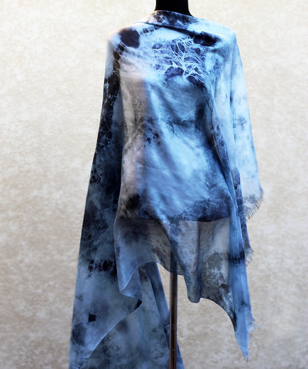 Powder Blue Black Silk Scarf Hand Painted Shadow Blue Large - Etsy