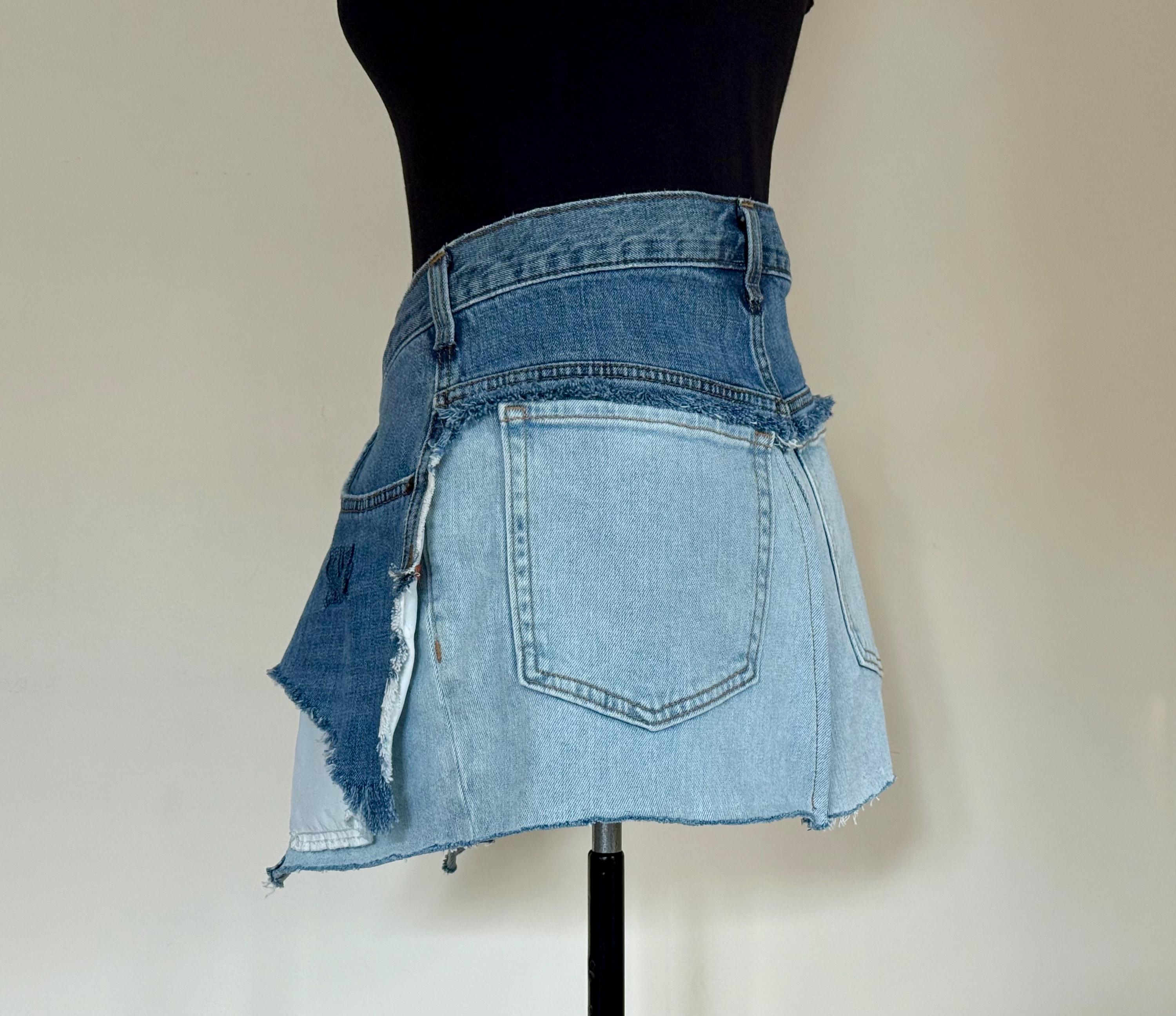Upcycled Denim Utility Belt Skirt – Deconstructed Jean 
