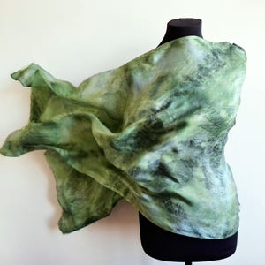 Khaki green boho silk scarf batik olive silk shawl, hand painted silk scarf, 100% Mulberry silk hand dyed shawls for women, shibori shawl