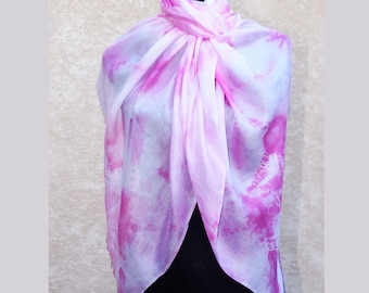 Soft pink silk scarf hand dyed light pink minimalist scarf hand painted silk scarf shibori batik shawl  bridal cover up gift for her