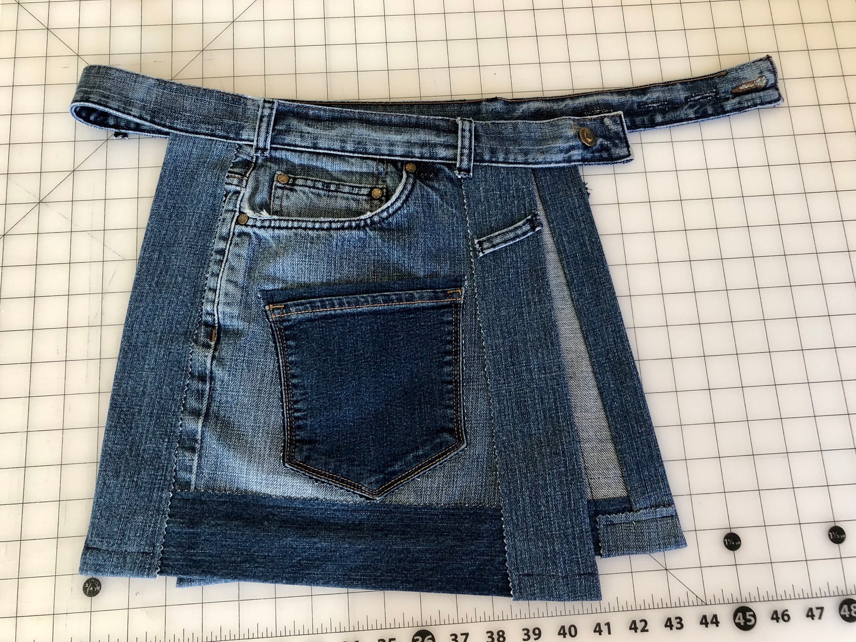 Distressed Denim Pocket Belt Bag Denim Half Skirt Utility Belt - Etsy