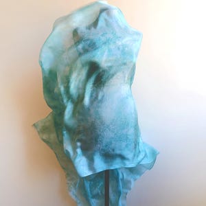 Mint green batik silk scarf large luxury silk shawl. Hand dyed mint green silk sarong, soft green summer wrap shawl, shibori long stole