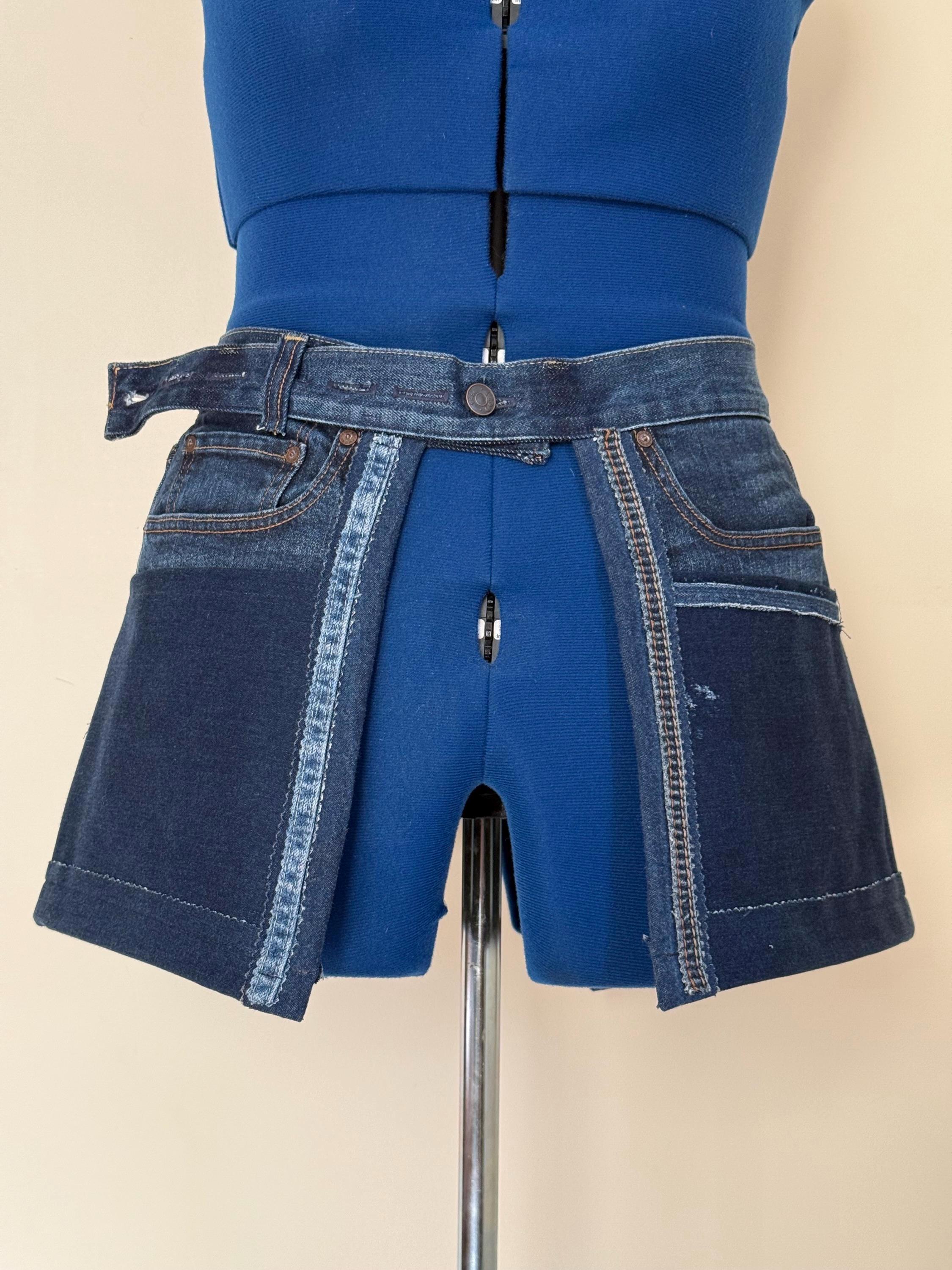 Upcycled Denim Belt Skirt Wrap – Half Skirt Jeans Waist Belt  display picture 3