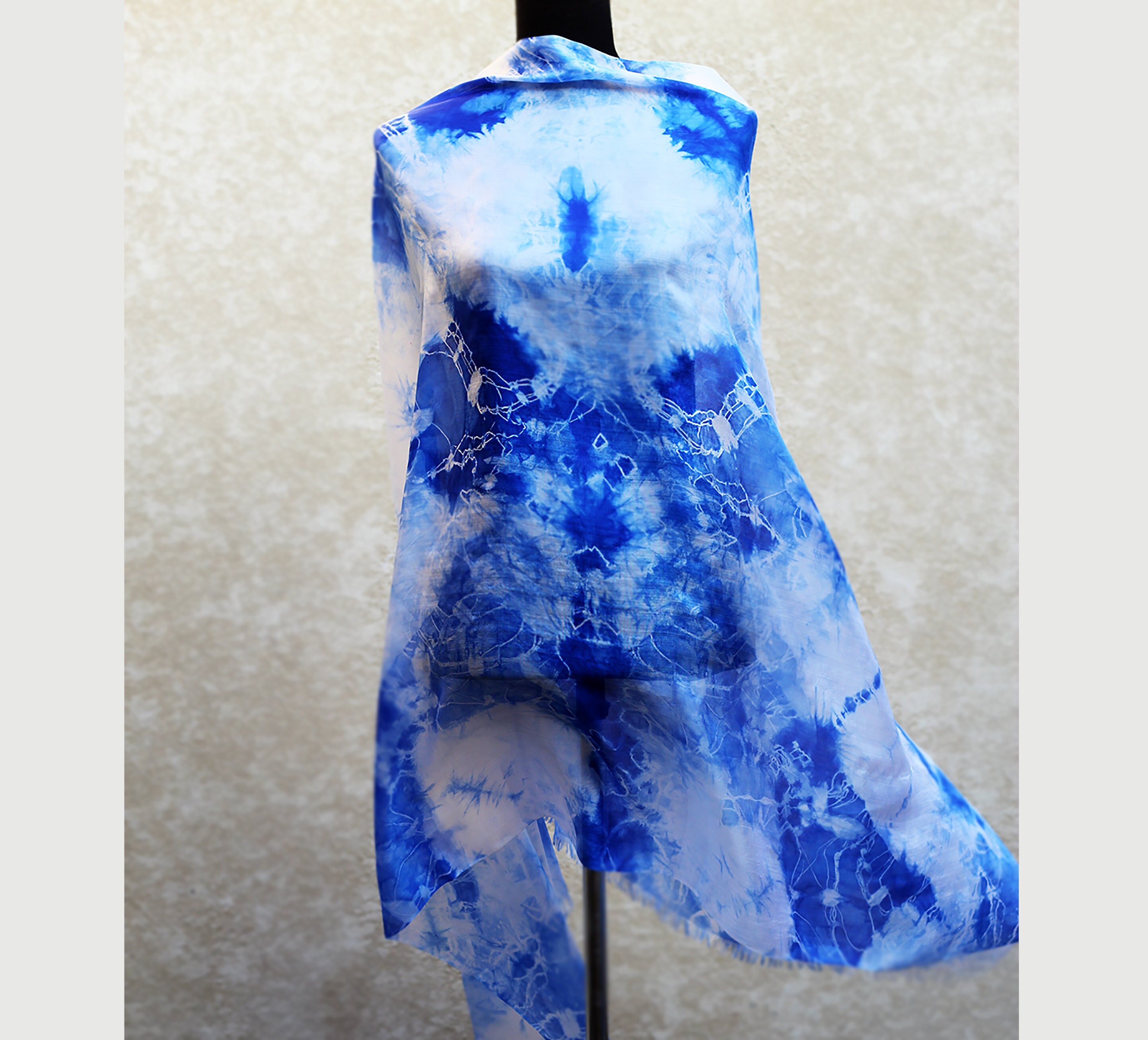 Modern Blue & Aqua Color Silk Shawl for Spring and Summer Season