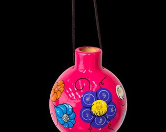 Hand-Painted Clay Christmas Ornaments – Mexican Artisan Baubles, Set of 3