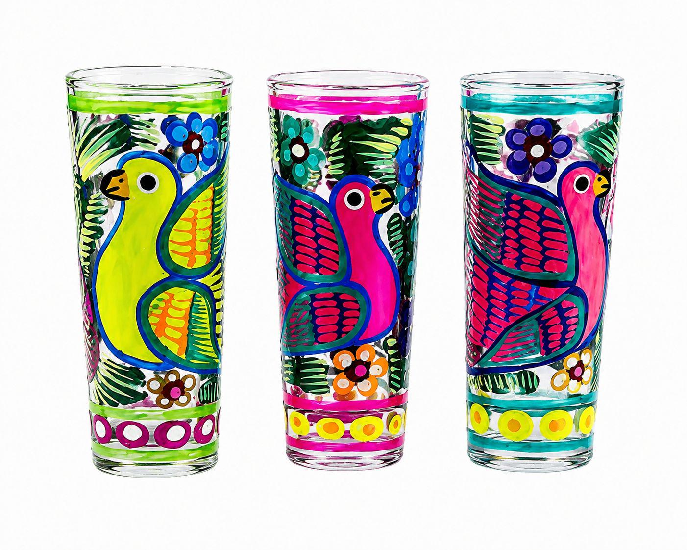 Hand-painted Mexican Tequila Shot Glass: Folk Art Mezcal Cup - Etsy