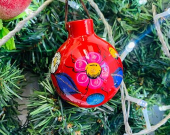 Hand-painted Clay Christmas Ornaments – Mexican Artisan Baubles