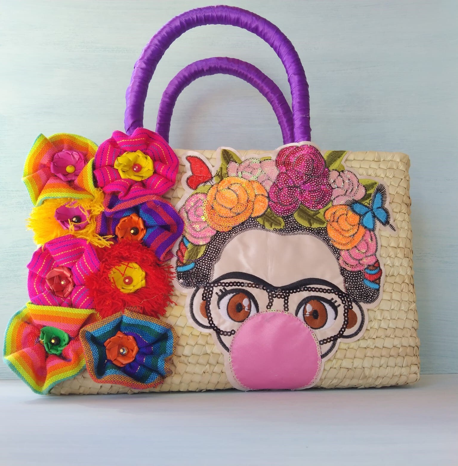 Embroidered mexican‎ floral multicolor handmade bagpack 100  display picture 2