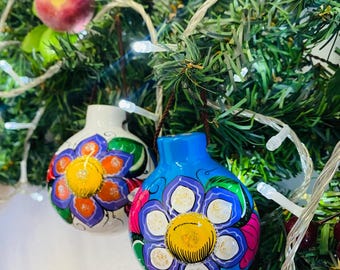 Hand-painted Clay Christmas Ornaments – Mexican Artisan Baubles