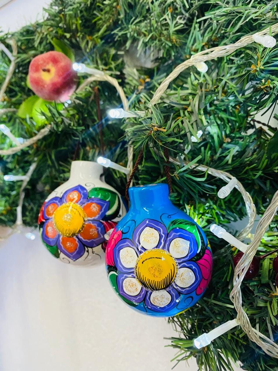 Hand-painted Clay Christmas Ornaments – Mexican Artisan Baubles