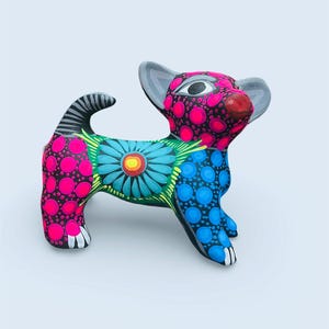 Hand-Painted Mini Chihuahua Figurine – Mexican Folk Art in Matte Finish.