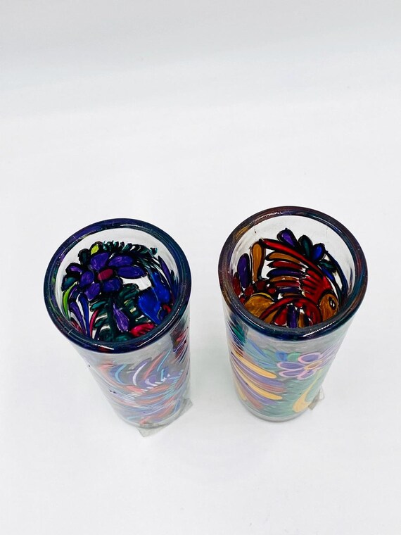 手描きのメキシコテキーラショットグラス：フォークアートメスカル