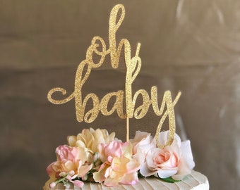 Baby shower cake topper, oh baby, gender reveal cake topper,