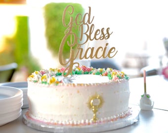 Baptism cake topper, God bless cake topper, religious cake topper, baptism cake topper