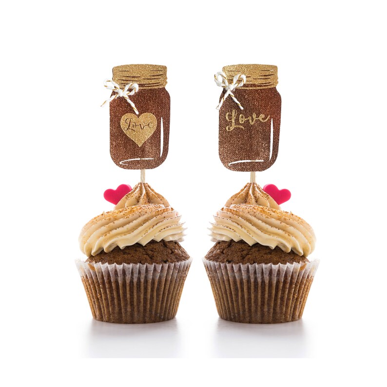Mason Jar Cupcake Toppers Bridal Shower Decor Etsy