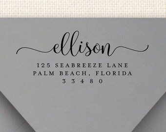Ellison Return Address Stamp - Pre-inked Wedding Reply Stamper - Personalized Self-Inking Stamp - Family Name Stamp - Housewarming Gift