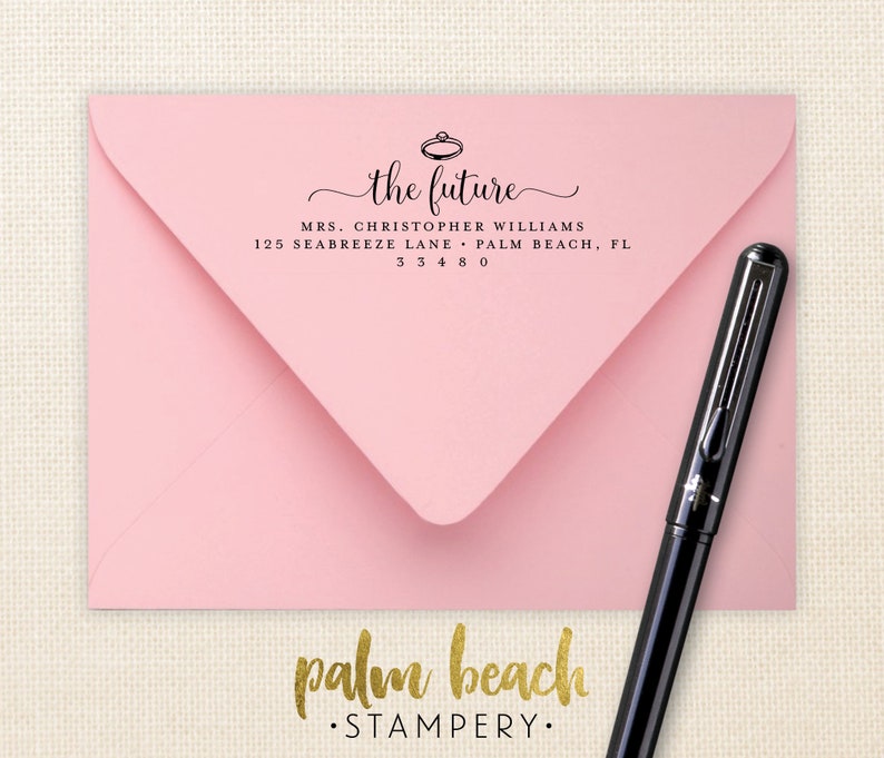 Return Address Stamp Future Mrs Pre-Inked Address Stamper Personalized Engagement Address Stamp Self-Inking Bridal Shower Stamp