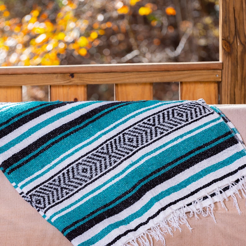 Authentic Premium Falsa Blanket Mexican Blanket Teal Etsy