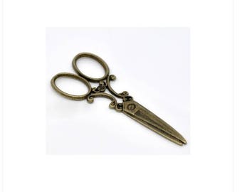 Pendentif breloque charm Ciseaux Bronze 6x2.5cm