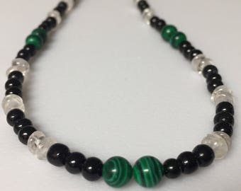 Rose Quartz and Malachite Necklace
