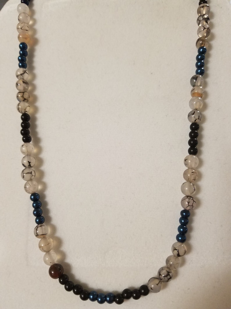 Rutilated Agate and Black Onyx Necklace