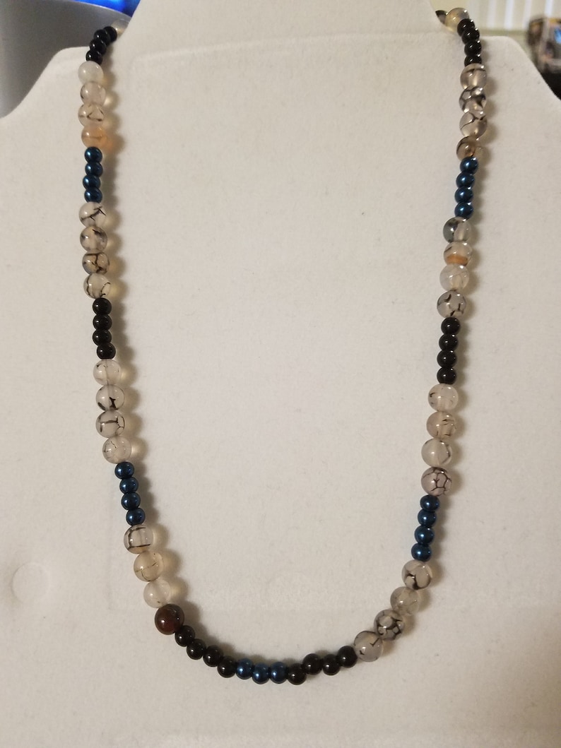 Rutilated Agate and Black Onyx Necklace