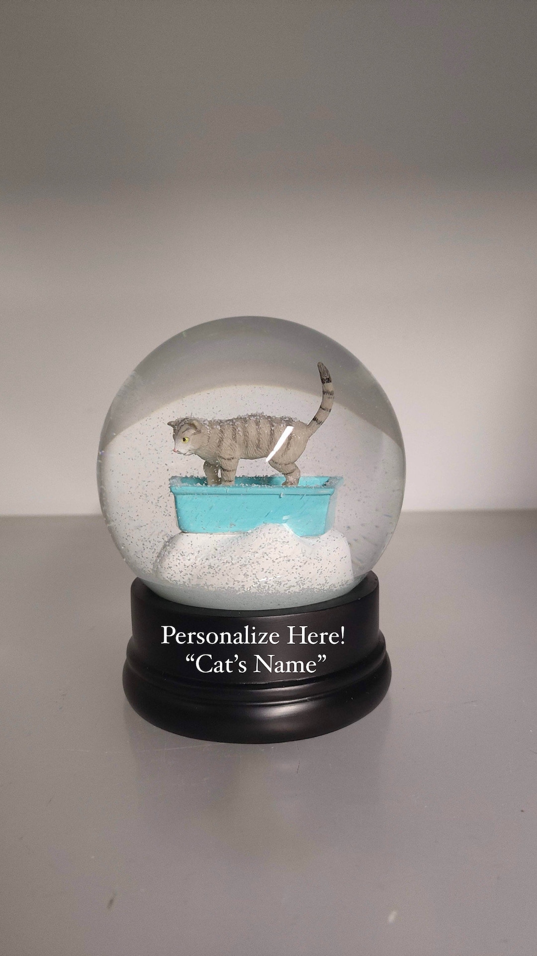 Cat Snow Globe Now on SALE Ships Quick Kitty Litter Snowglobe Cute