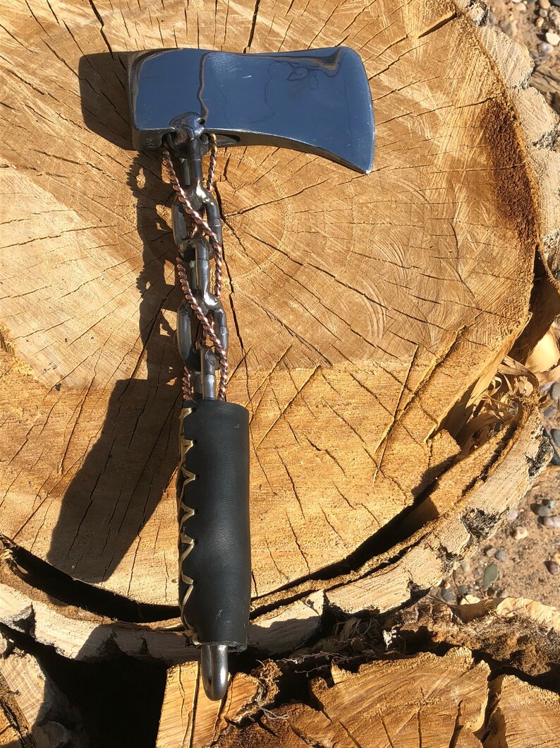 leather handle mirror finish hatchet Chain axe Tools Cutting & Carving