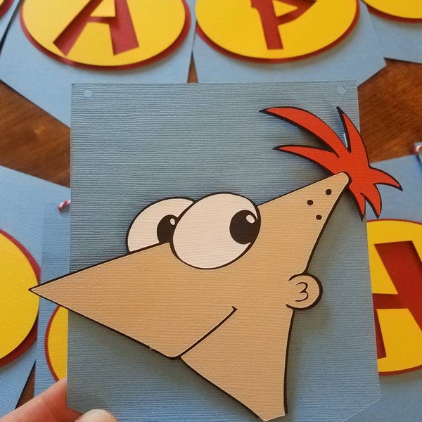 Phineas and Ferb 3D Birthday Banner, signs, and cake topper!