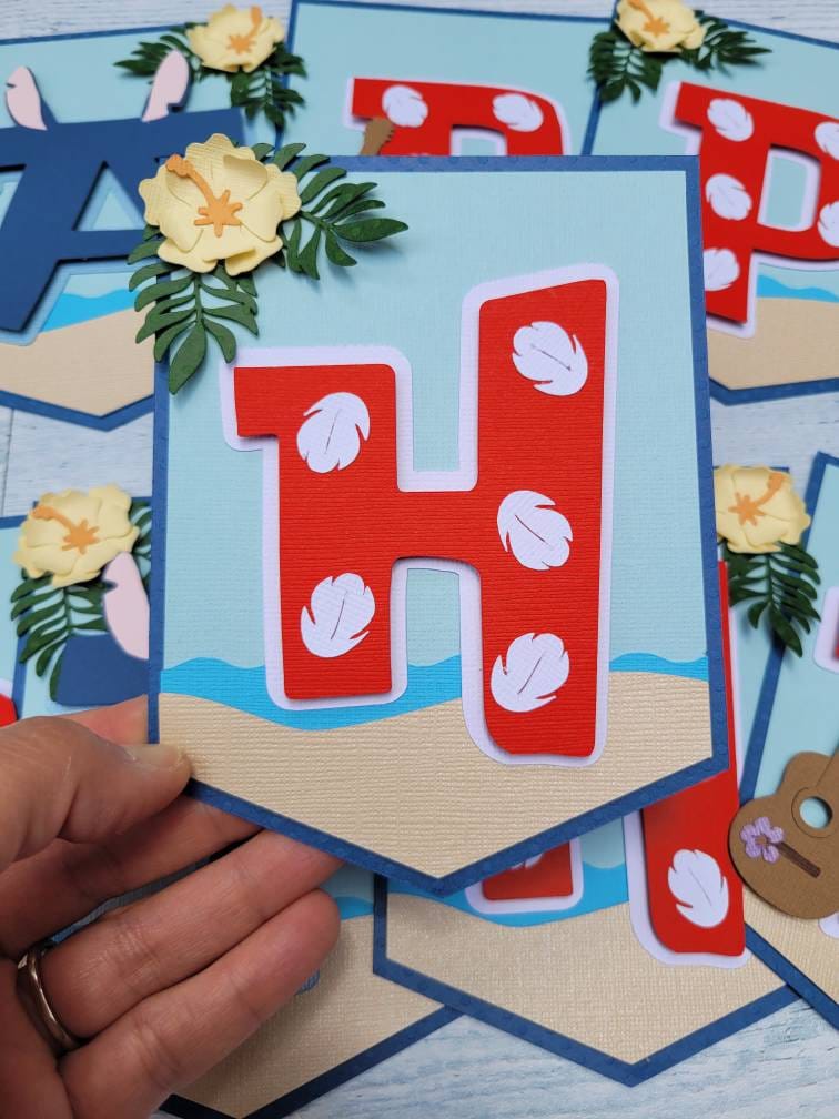 Lilo and Stitch inspired 3D birthday banner.