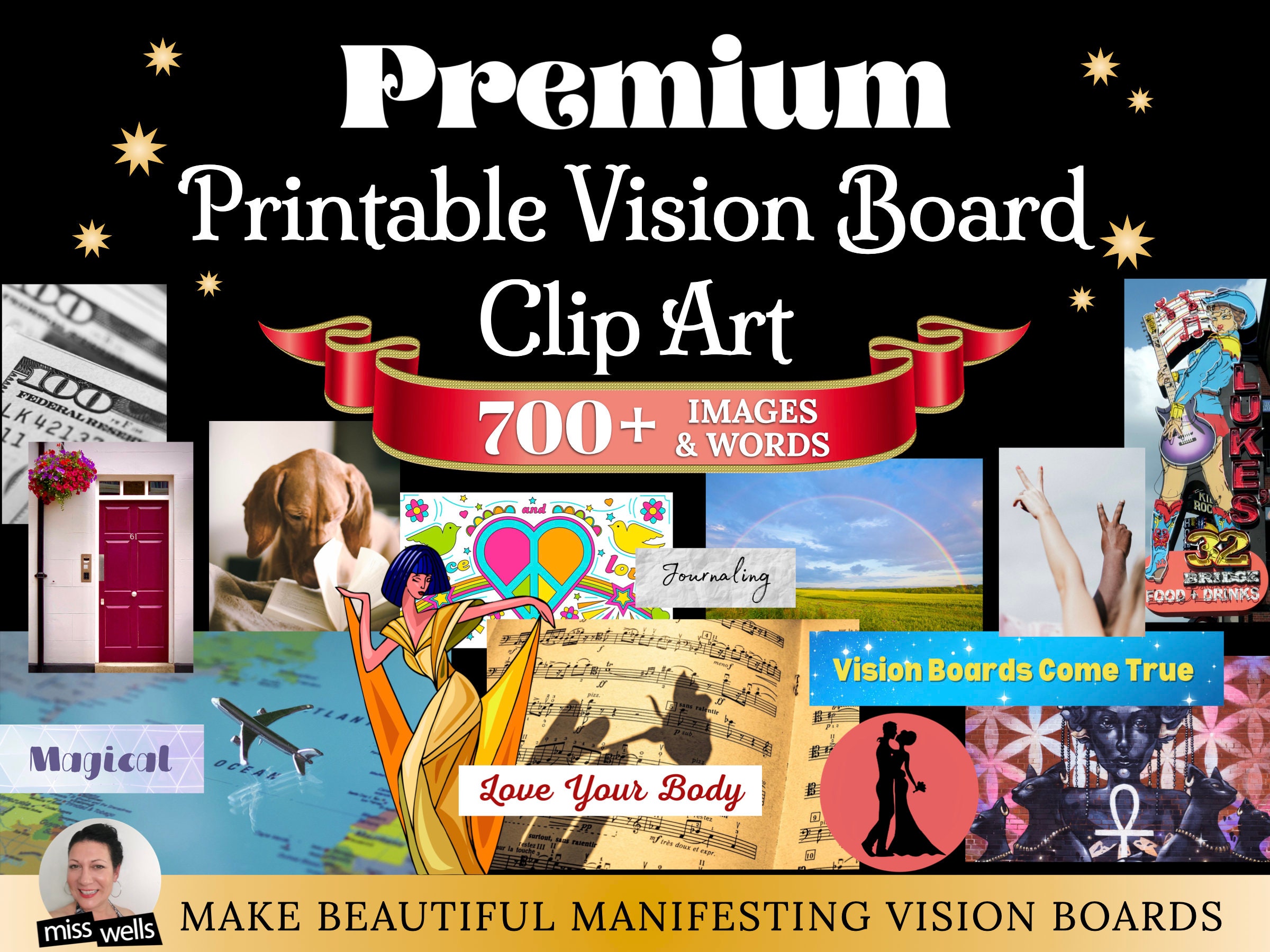 Premium Vision Board Clip Art Printable 