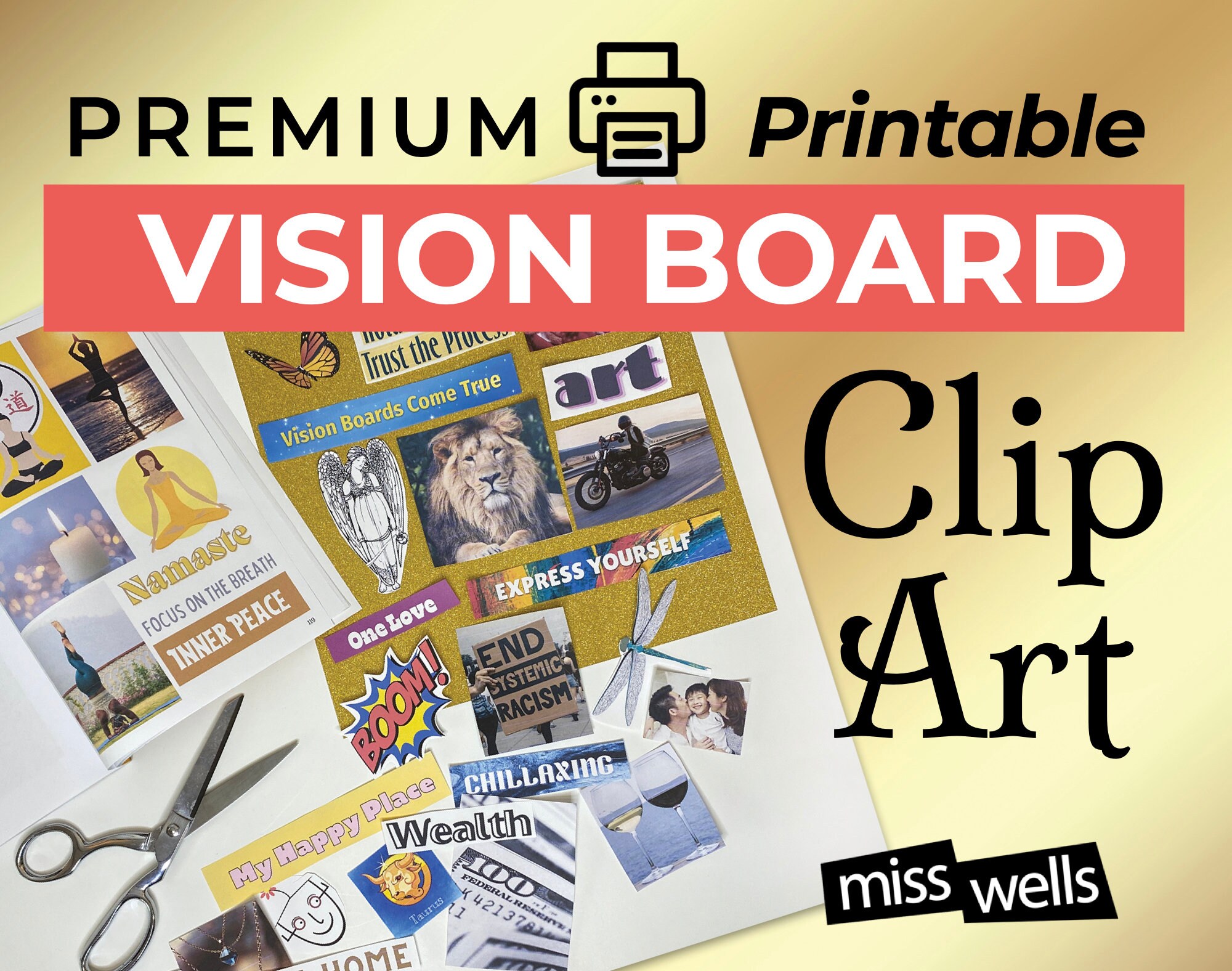 Premium Vision Board Clip Art Printable - Etsy