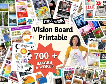 Vision Board stampabile di Miss Wells / Oltre 700 immagini e parole / Download digitale