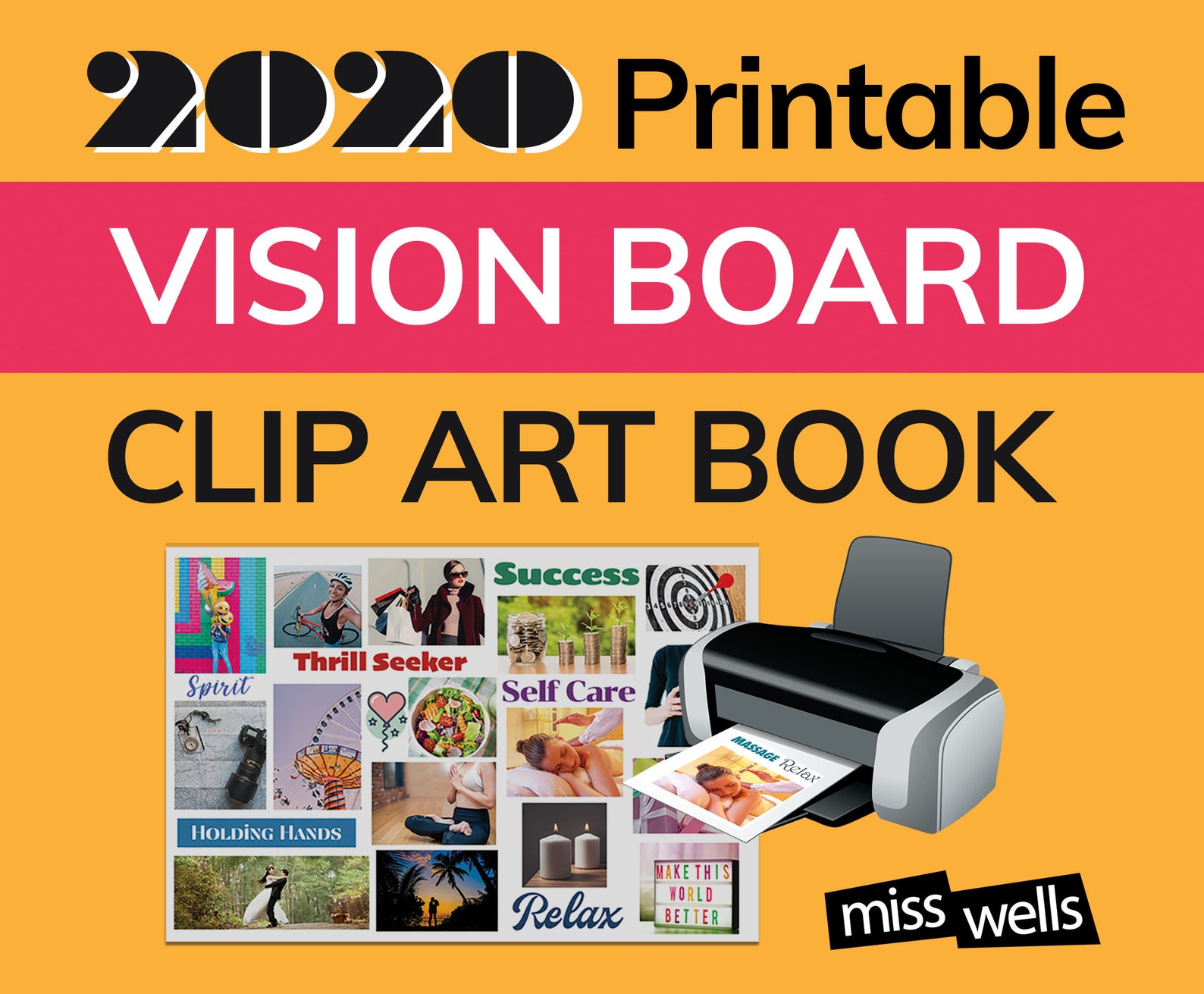 2020 Printable Vision Board Clip Art Book Etsy Finland