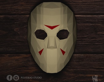 DIY Jason Voorhees Papercraft Mask | Hockey Mask | Friday the 13th | Lowpoly | PDF templates | halloween decor