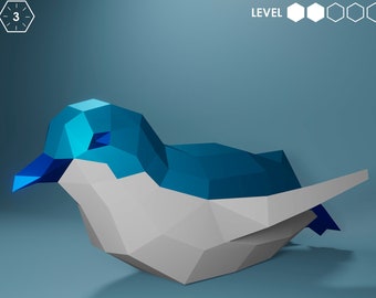 DIY Blue Penguin II + DXF | Penguin Papercraft | Penguin Templates