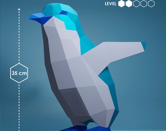 DIY Blue Penguin + DXF | Penguin Papercraft | Penguin Templates