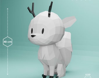 DIY Deer Fox II + DXF | Deer Fox Papercraft | Twig Hilda templates | Low poly Deer fox