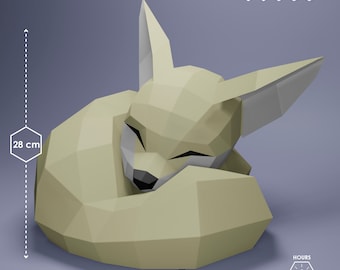 DIY Fennec Fox Papercraft + DXF | Fennec Fox Templates | Low Poly Fennec