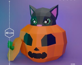 DIY Pumpkin Papercraft | Pumpkin Cat Decoration | Halloween templates