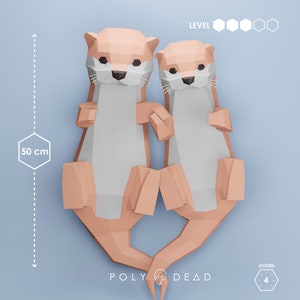 DIY Otter Couple + DXF | Otter papercraft | Otter template