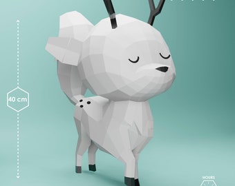 DIY Deer Fox + DXF | Deer Fox Papercraft | Twig Hilda templates | Low poly Deer fox