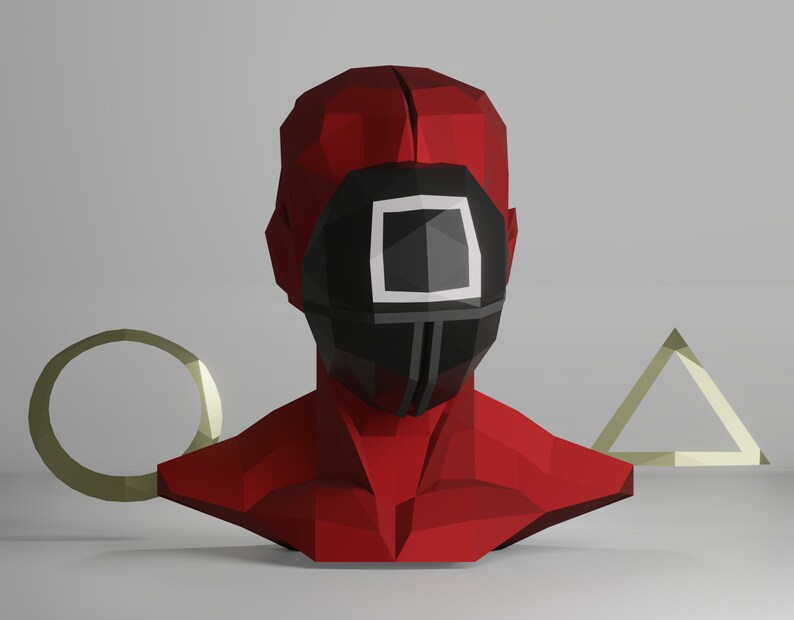 DIY Squid Game Mask Soldiers Papercraft Squid Game Mask Etsy