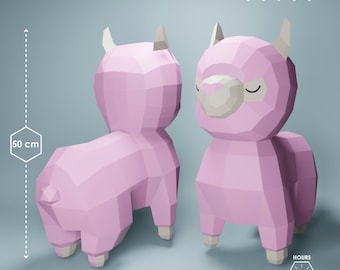 DIY Baby Alpaca + DXF | Baby Alpaca Papercraft | Low poly Alpaca | Llama Low poly