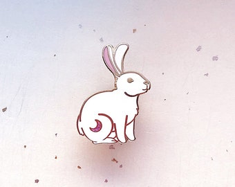 Crescent Moon Rabbit Enamel Pin