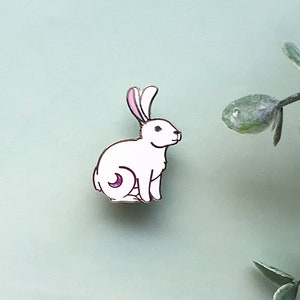 Crescent Moon Rabbit Enamel Pin
