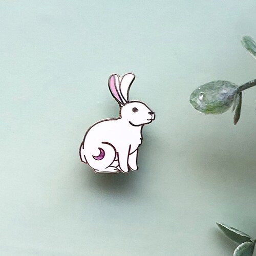 Crescent Moon Rabbit Enamel Pin