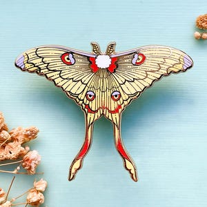 Madagascan Moon Comet Moth Enamel Pin