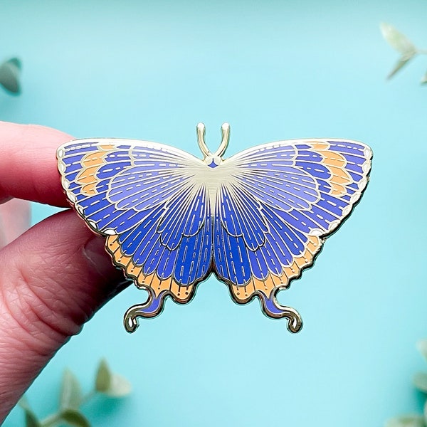 Pin de esmalte de la mariposa raya de Colorado (Hypaurotis crysalus)