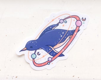 Cosmic Penguin Clear Vinyl Sticker